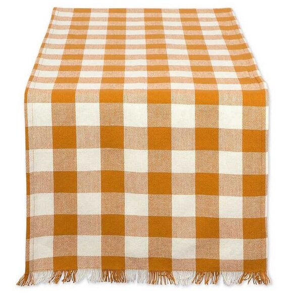 MACY'S Checkered Pumpkin Spice Table Runner - Picture 3 of 6